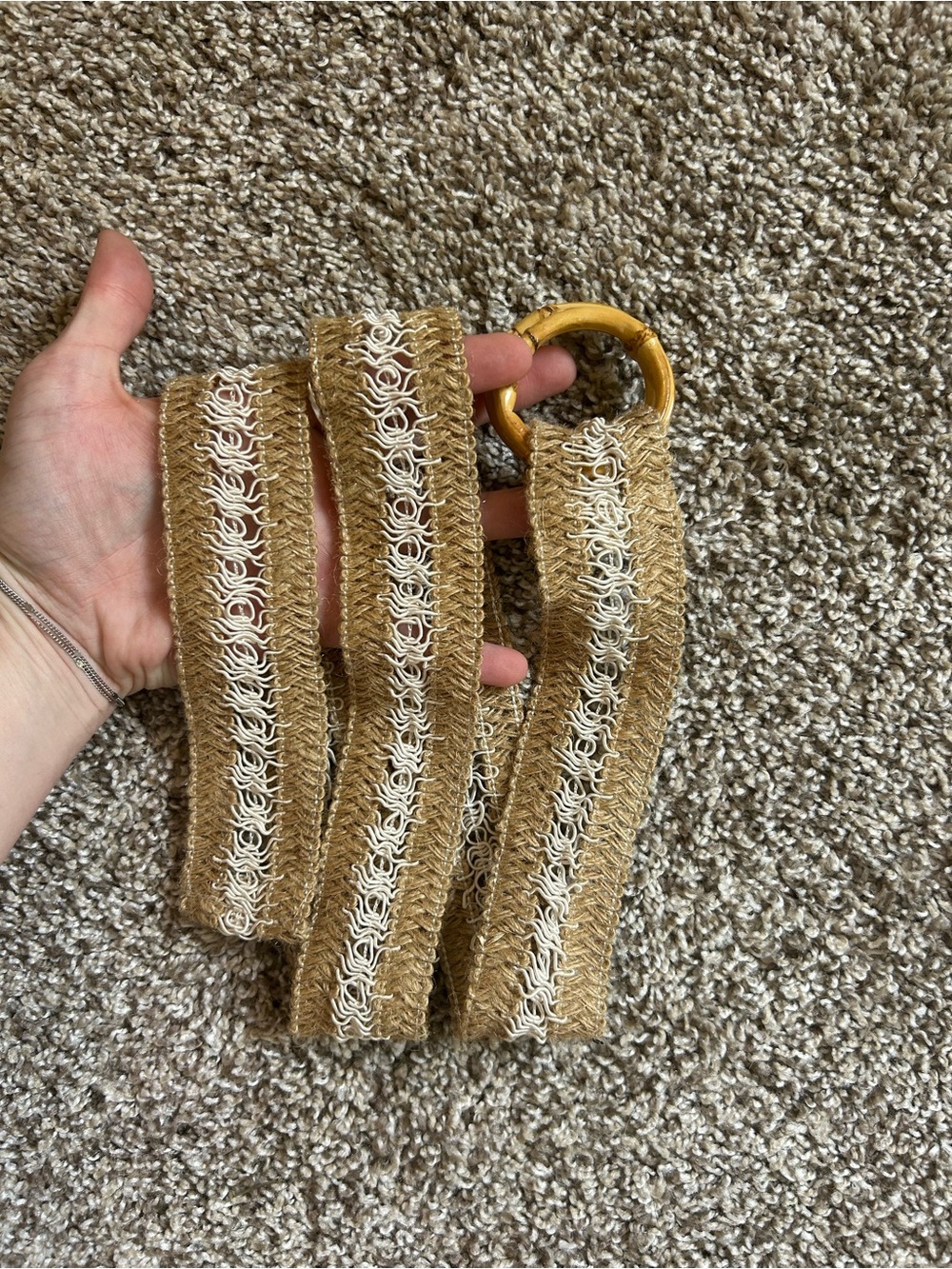 Vintage Braided Natural Fiber Belt 45in